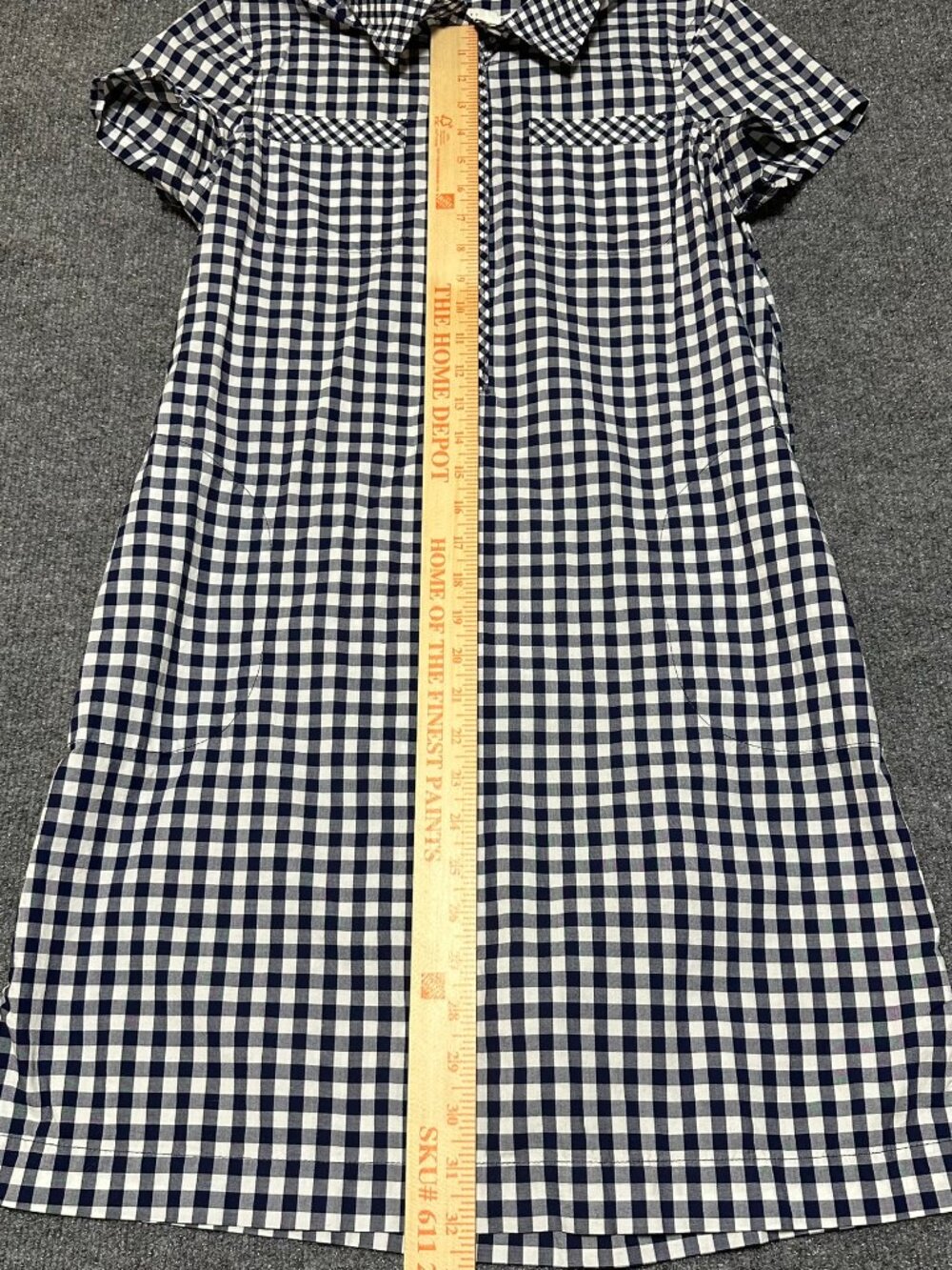 Vineyard Vines Navy Blue Gingham Sleeveless Dress - Size 4 Pockets Preppy - Picture 4 of 5